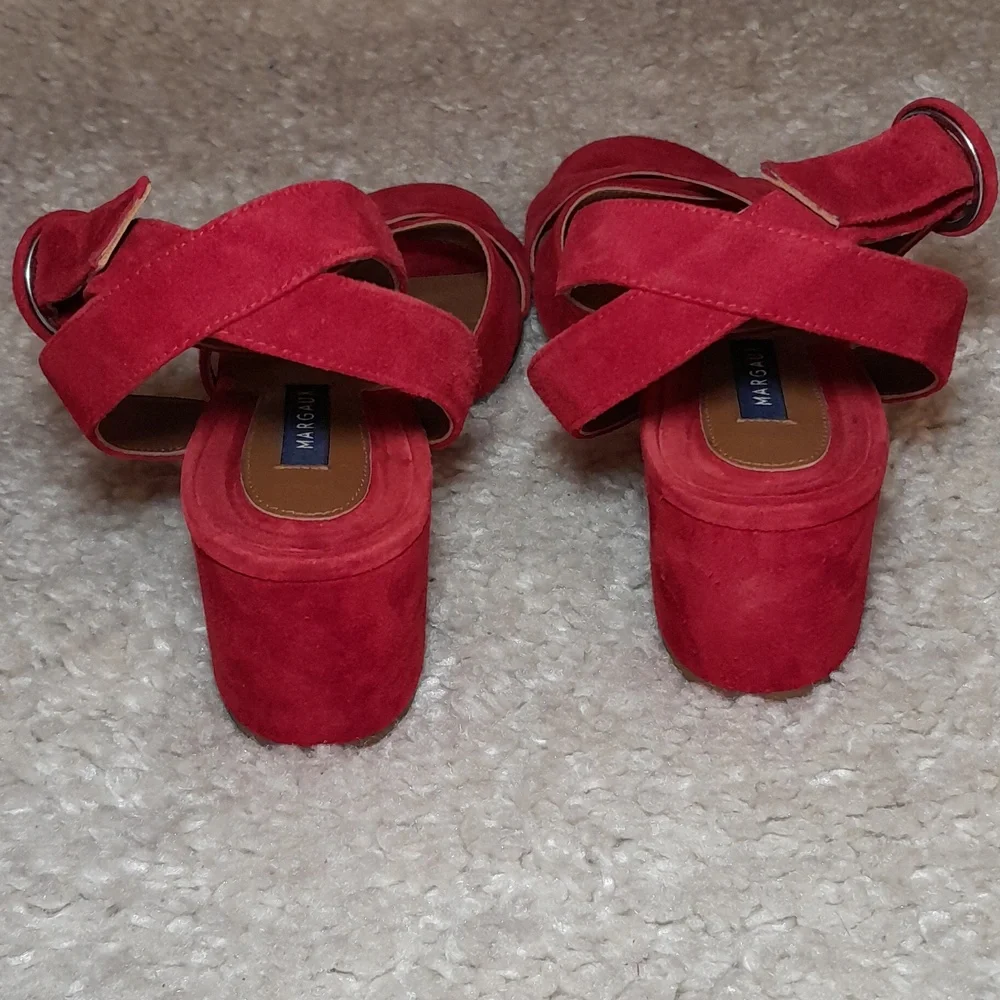 MARGAUX CITY SANDALS IN RED SUEDE size 39.5 - Picture 9 of 16